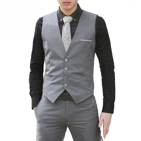 

men's fashion formal business daily wear waistcoat vest suit slim fit tuxedo casual v neck coat gilet1, Black;white