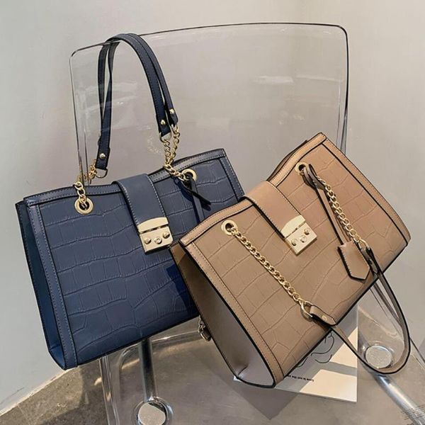 

cross body stone pattern large tote bag 2021 fashion pu leather women's designer handbag chain shoulder messenger