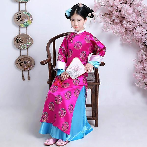 

embroidery girl qing dynasty princess folk elegant costume ancient chinese clothing court dress for cosplay stage performance1, Black;red