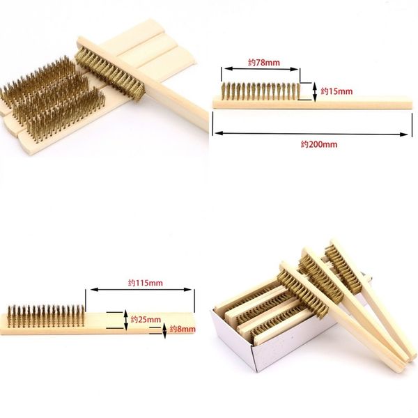 

wood handle brass wire copper brush for industrial devices surface inner polishing grinding cleaning 6x16 row hand tool wholesal 73 m2