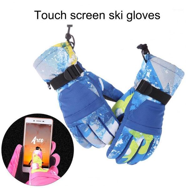 

velvet gloves kids winter outdoor waterproof riding ski gloves graffiti sports touch screen non-slip snow1