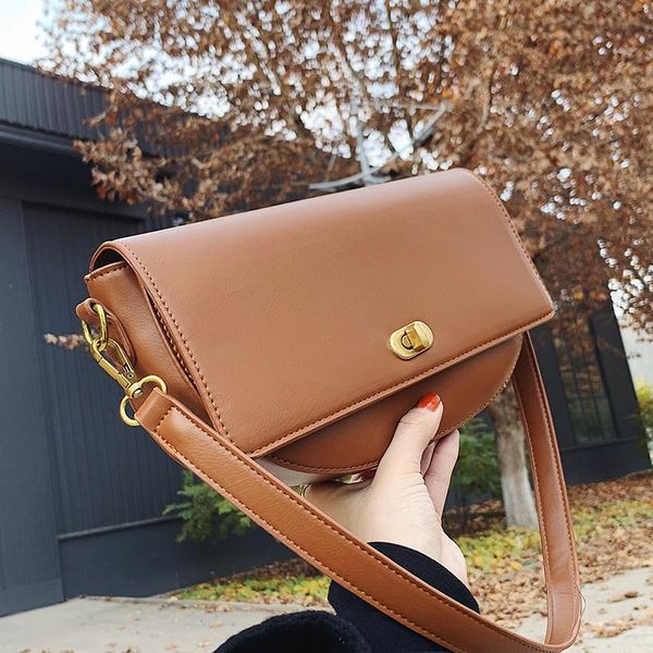 

retro pu leather women bag 2021 winter new design single shoulder bag messenger
