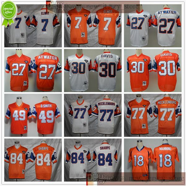 

ncaa football retro vintage 84 shannon sharpe peyton manning terrell davis karl mecklenburg john elway steve atwater d.smith jerseys mens, Black;red
