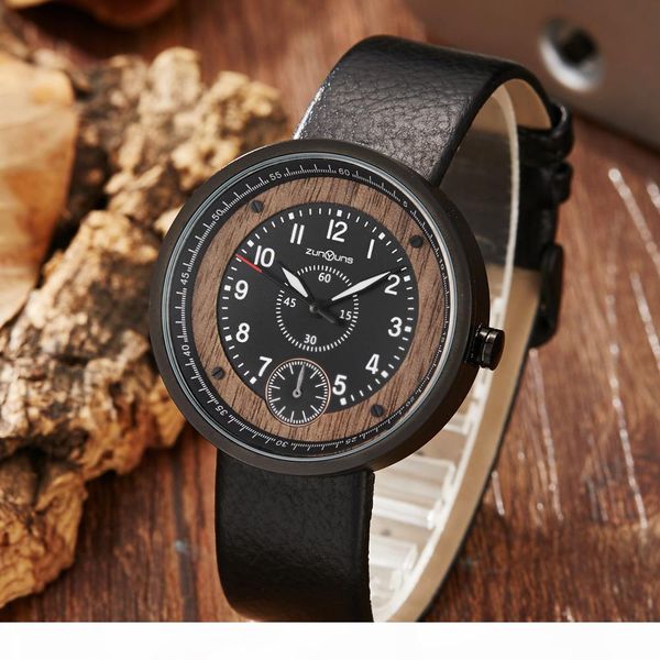 

mens watches wood dial casual leather strap men sports quartz watch christmas day gifts relogio masculino, Slivery;brown