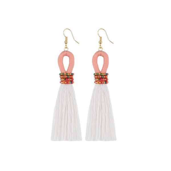 

1pair bohemia cotton thread tassel fringed earrings diy jewelry bag decorative accessories key chain craft beads tassels pendant h wmtsqi