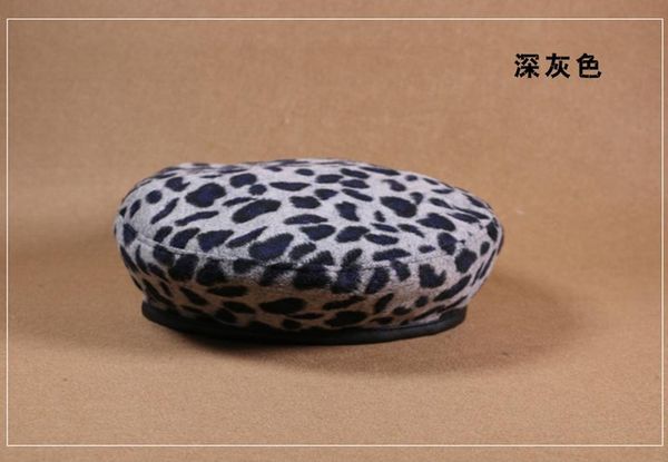 

простой элегантный леопард теплый замшевый весна осень зимний берет женщины французский художник beanie bester шляпа для женщин besterath шл, Black;white