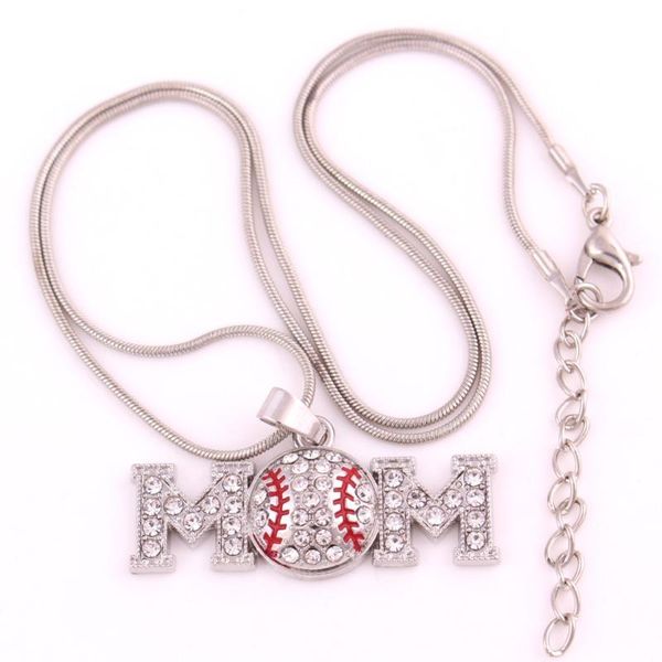

pendant necklaces 2021 baseball mom metal necklace 18" snake chain, Silver