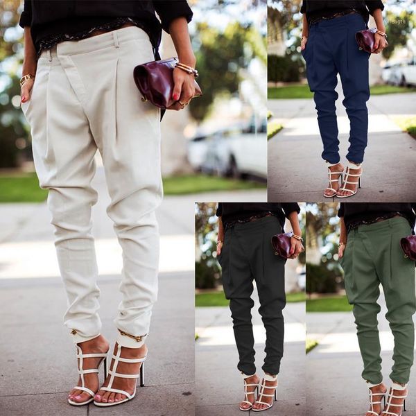 

women fashion casual loose overalls personality harem pants office lady cargo baggy trousers stacked pants hippie streetwear1, Black;white