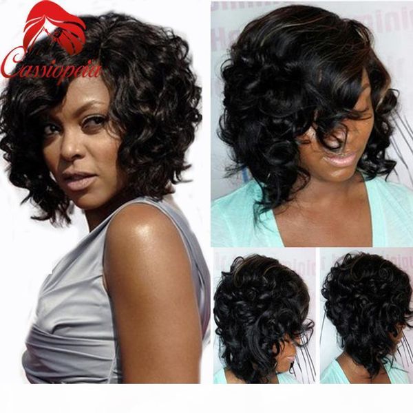 

short human hair wigs for black women malaysian curly cut bob full lace wigs natural hairline glueless lace front curly bob, Black;brown