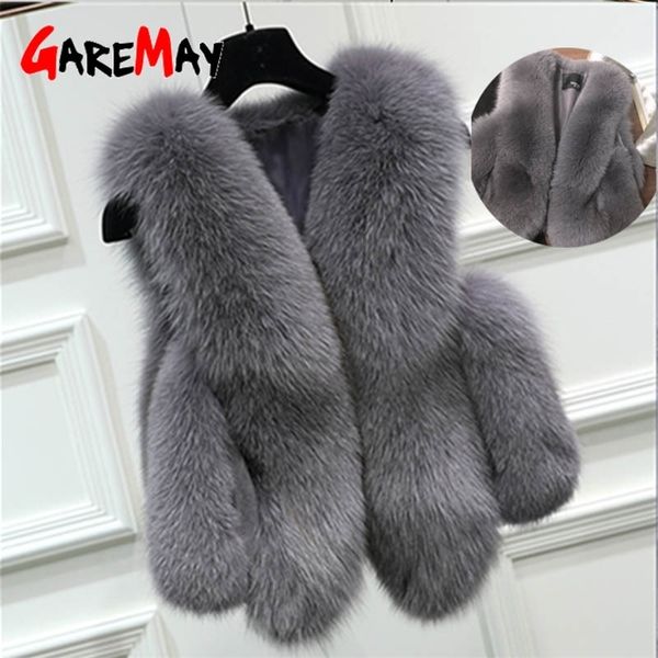 

faux fur coat winter fur vest for women warm short waistcoat female casual loose fur jacket sleeveless women's coat vests 201211, Black;white