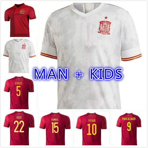 

men kids kit 2020 2021 spain jerseys home away soccer jersey spain home soccer shirt 20 21 ramos morata isco a.iniesta asensio footb, Black;yellow