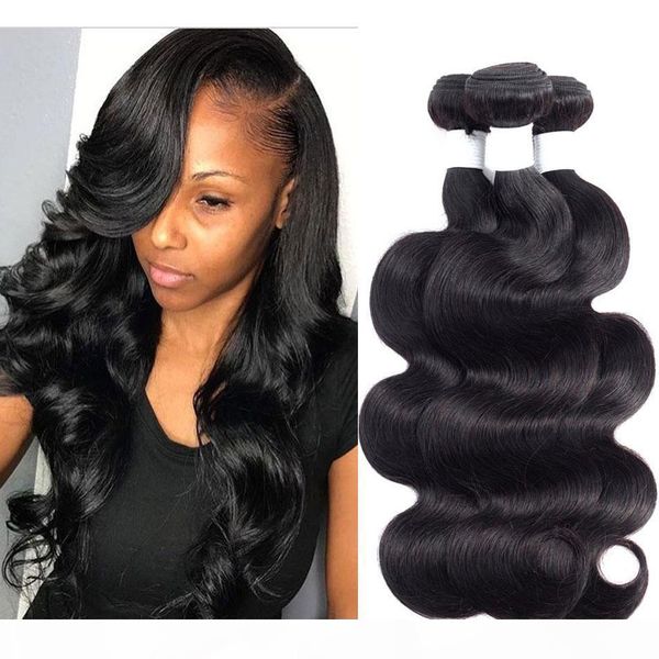 

8a indian body wave virgin hair bundles unprocessed brazilian malaysian peruvian body wave human hair weave bundles hair extensions, Black