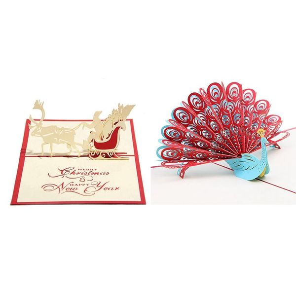 

greeting cards 2pcs 3d up birthday card for wife husband kids valentine day graduation mother's gift red - peacock & chr