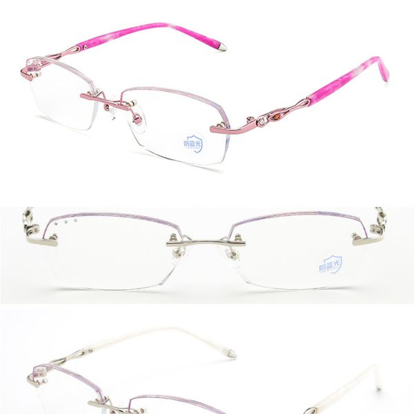 

rimless diamond trimmed anti-blue for women clear eyeglasses designer glasses