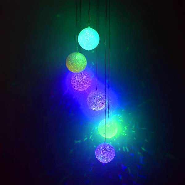 

design solar smart light control wave ball wind chime style corridor decoration pendant lamp beads black solar panel colorful lights