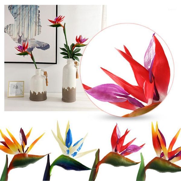 

2021 80cm artificial flower bird of paradise strelitzia floor fake flower feel green floar decoration for room wedding1