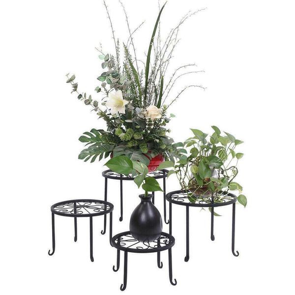 

4pcs metal outdoor indoor pot plant stand garden decor flower rack holder round