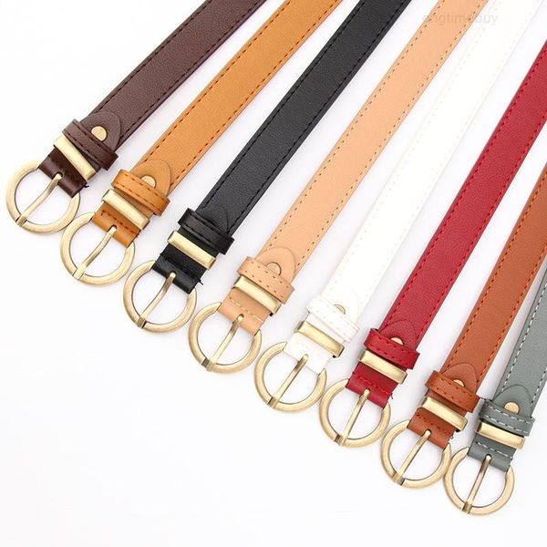 

jeans belts female leisure triangle wild round metal buckle black strap belt for women, Black;brown