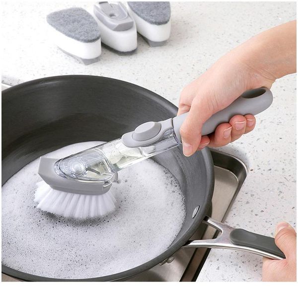 

1/5pcs double use kitchen cleaning brush scrubber dish bowl washing sponge matic liquid dispenser kitchen pot clea sqcego