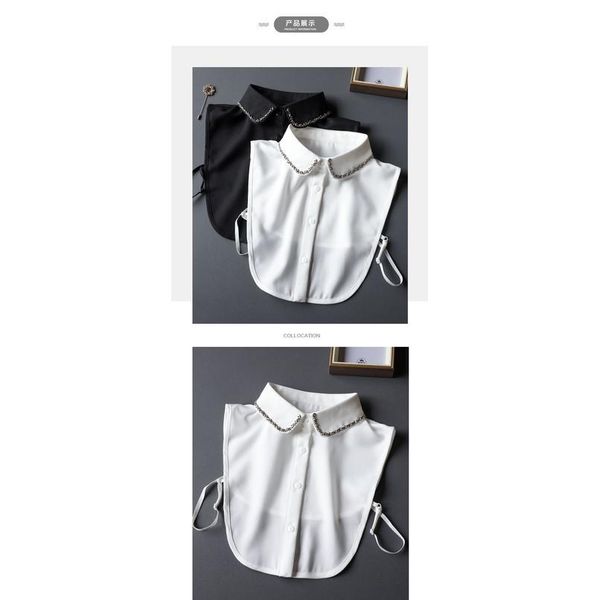 

elegant beaded fake collar shirt chiffon white detachable collar fake women vintage ladies false blouse lapel collar ha jllzcw, Blue;red