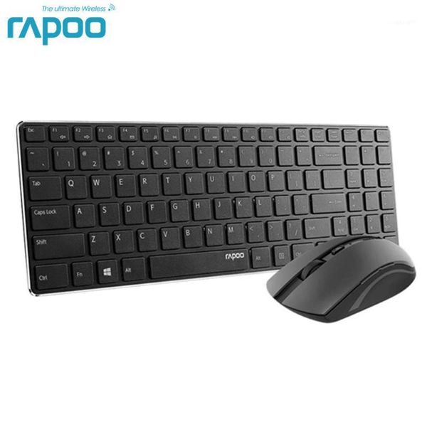 

keyboard mouse combos rapoo 9300t wireless slim and combo, ultra-thin lightweight, comfortable silent , 2.4g 1000 dpi smooth portabl1