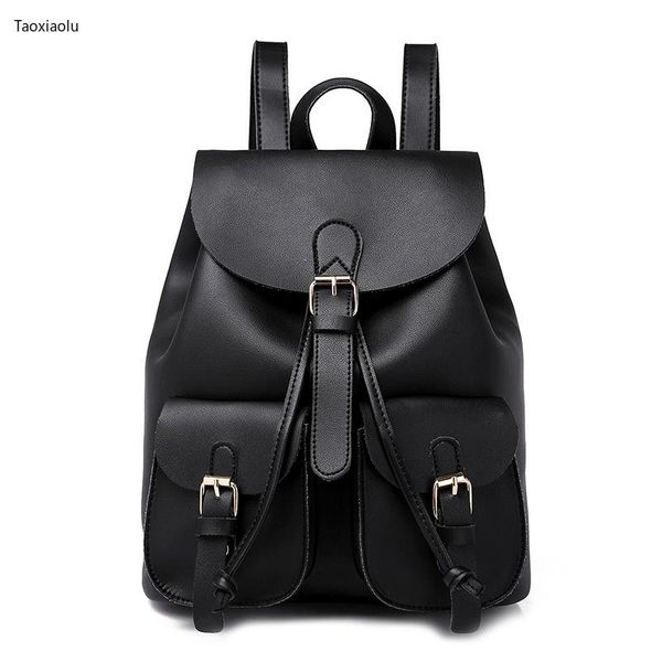 

backpack style women pu leather bags for girls multi-pocket anti-theft vintage small school shoulder bagpacks ladies high quality