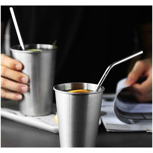 

6pcs/set stainless steel straws reusable drinking straws straw bent metal silver drinkin wmtcel hxclothes