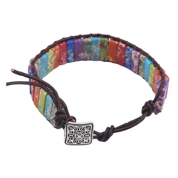 

bracelet jewelry handmade multicolor natural stone tube beads leather wrap bracelet couples bracelets gifts, Golden;silver