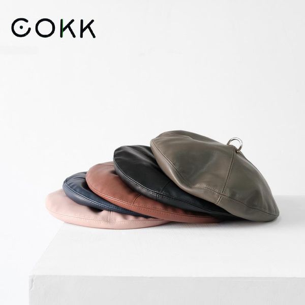 

кокк искусственная кожа женщина берет черный винтажный французский художник шляпы женские твердые случайный осенний классический художник ша, Blue;gray