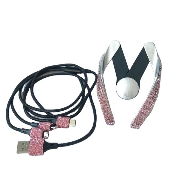 

bling crystal car mobile phone holder with rhinestone usb-cable