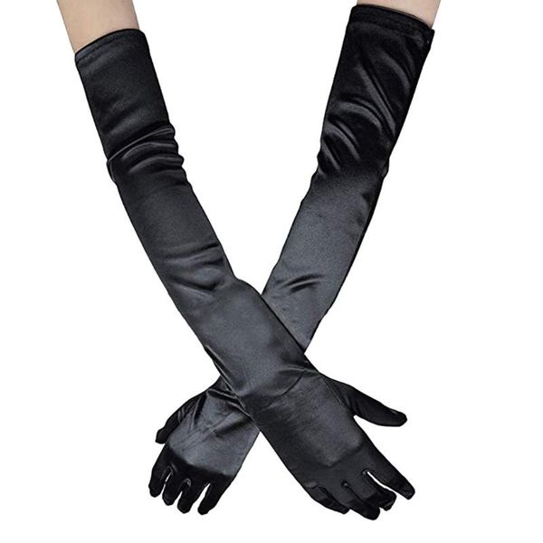 

five fingers gloves women' cosplay elbow cotton long evening performance wedding dress mittens winter rekawiczki damskie, Blue;gray