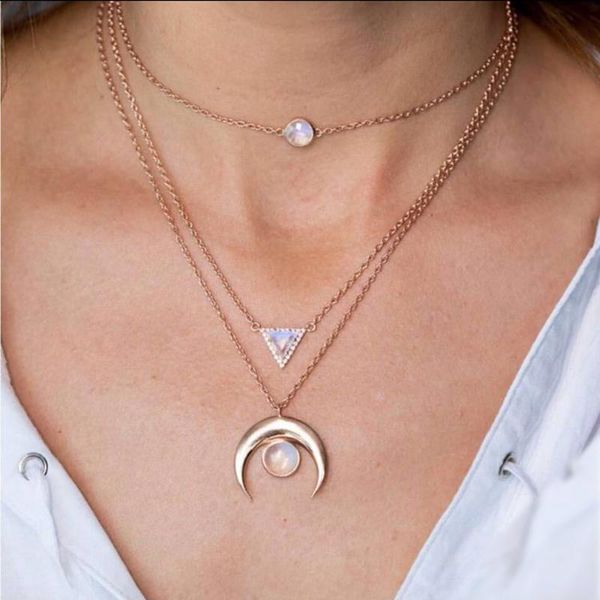 

fashion girl gold color long tassel moon necklaces & pendants for women multi choker necklace chain bijoux colar, Silver