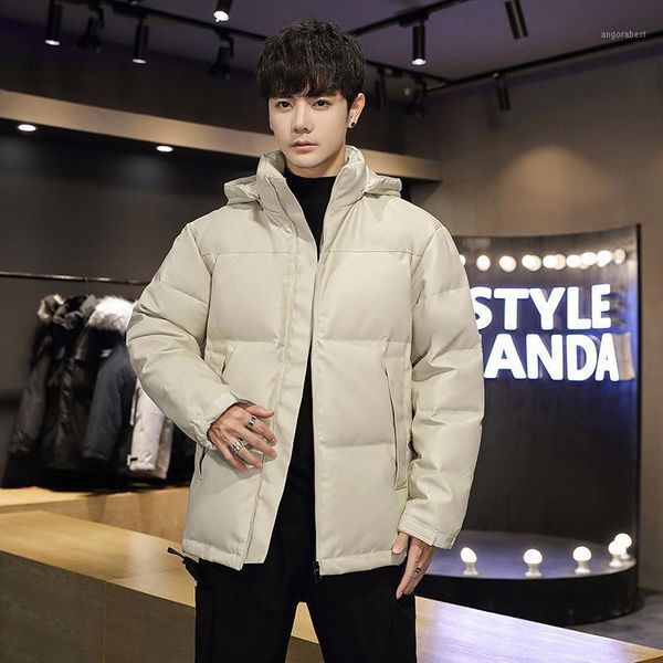 

winter warm men jacket coat casual autumn stand collar puffer thick hat white duck parka male men's winter down jacket outwear1, Black