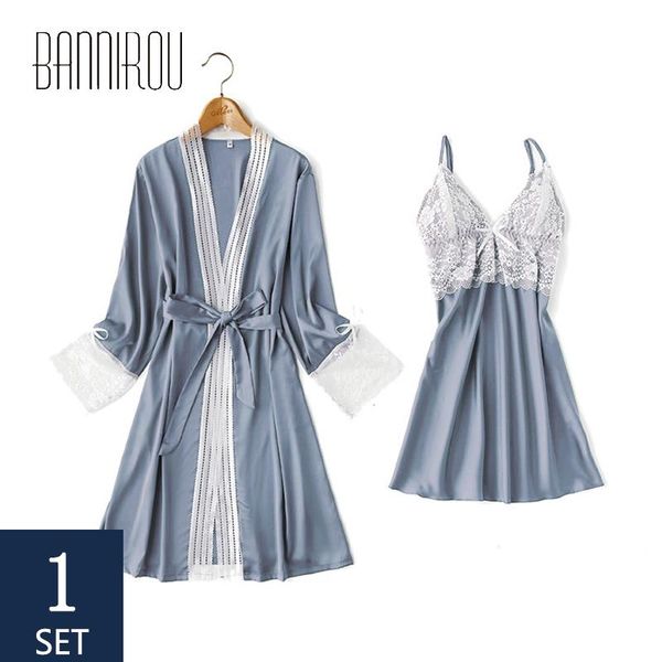 

bannirou elegant robes solid set for women autumn velvet robe sets lace sling female soft sleepwear nightdress new 2020, Black;red