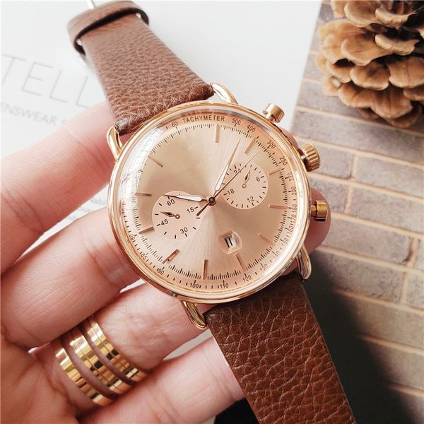 

2021 three stitches luxury mens watches fashion leisure style men or women sport watch arma quartz wristwatches leather strap, Slivery;brown