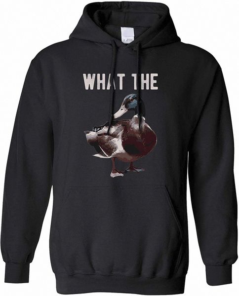 

novelty pun hoodie funny what the duck joke 93fm#, Black
