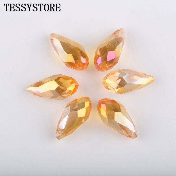 

20pcs 8*17mm pointed water drop shape color cut faceted crystal beads loose spacer glass beads for jewelry making accessories bbyxeu