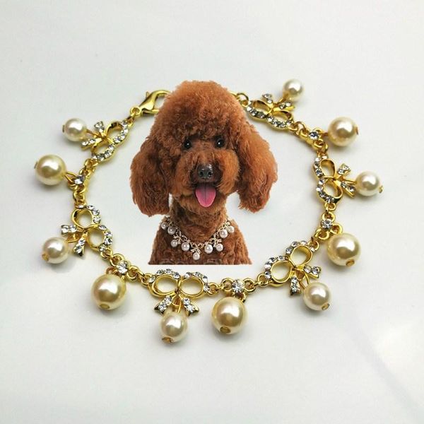 

dog pearl necklace jewelry cat dog collar bling pet necklace for small cats dogs chihuahua accessories jeweled crystal pearl1