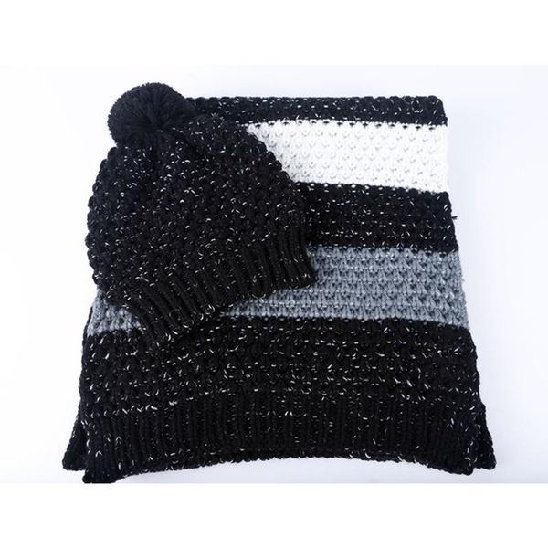 

hats, scarves & gloves sets winter knitted hat and scarf set warm thick cashmere wool two-piece suit for men women can be customized, Blue;gray