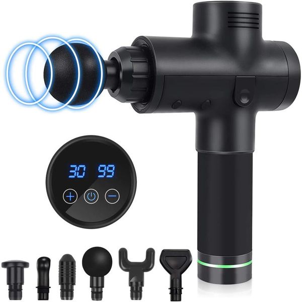 

30 speed lcd display massage gun touch screen deep tissue percussion muscle massager relief body massager fascia gun