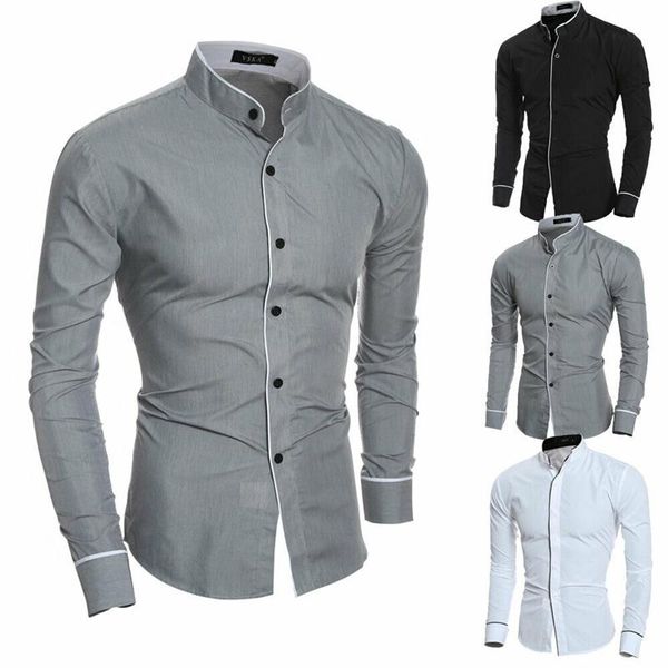 

men's casual shirts 2021 fashion luxury long sleeve shirt smart slim fit stylish dress, White;black