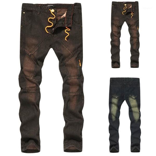 

2020 new men's hole staircase denim cotton vintage wash hip hop work trousers jeans pants 3.221, Blue