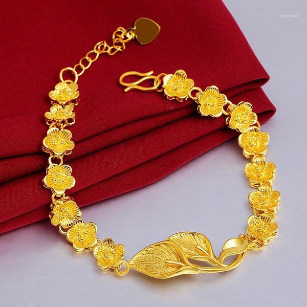 

charm bracelets vietnam placer gold titanium plated women's flower bud head thailand bracelet ornament1, Golden;silver