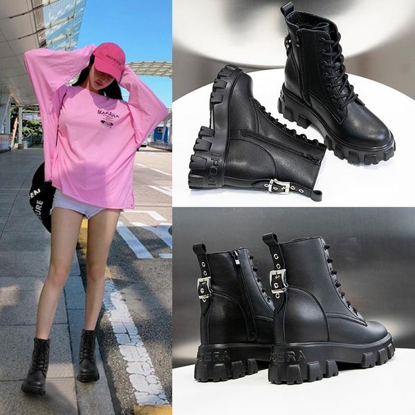 

boots women cow leather shoes short plush winter zip 2021 snow for female black platform ladies booties