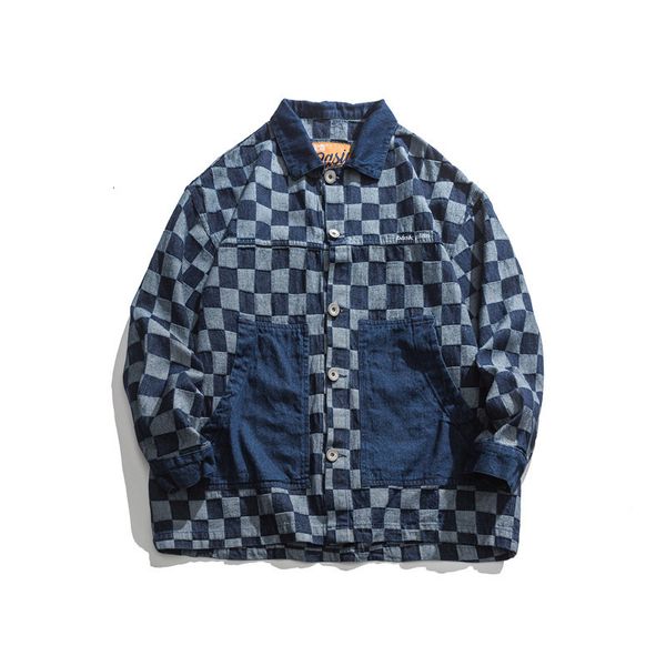 

south summer disguise 2021 spring denim personalized fashion letter embroidery contrast stitching pocket jacket men, Black;brown