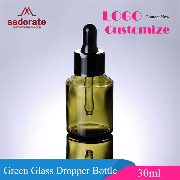 

storage bottles & jars sedorate 300 pcs/lot green glass dropper bottle essential oil 30ml aluminum pipette empty refillable xxm001