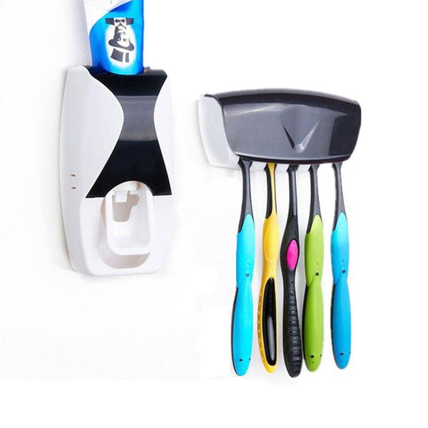 

bath accessory set 1set fashion automatic toothpaste dispenser family holder 5 toothbrush bathroom household wall mount stand tools