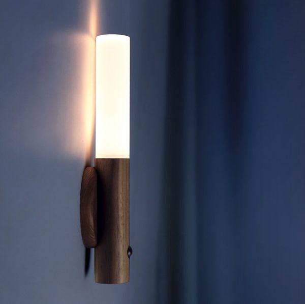 2020 LED Gece Işık Sensörü Işıklandırıcı Sensör Kablosuz USB Kapı Kilidi Işık Gece Lambası Masa Lambası Başucu Gardırop Duvar Lambası