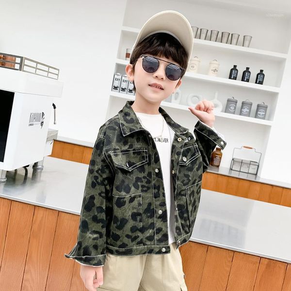 

jackets children's clothing 2-9 years old leopard print big pocket letters hooded trench coat, korean windbreaker1, Blue;gray