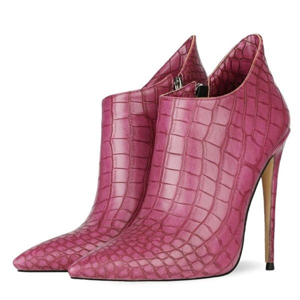 

daily casual shoes crocodile print side textured leather boots customized big size 45 high heel dress shoes western boots, Black